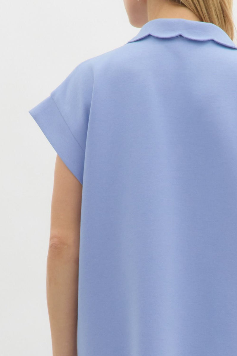 On The Go Scalloped Athletic Dress in Blue