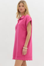 On The Go Scalloped Athletic Dress in Hot Pink
