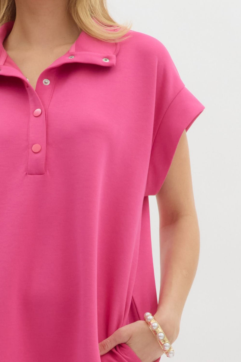 On The Go Scalloped Athletic Dress in Hot Pink
