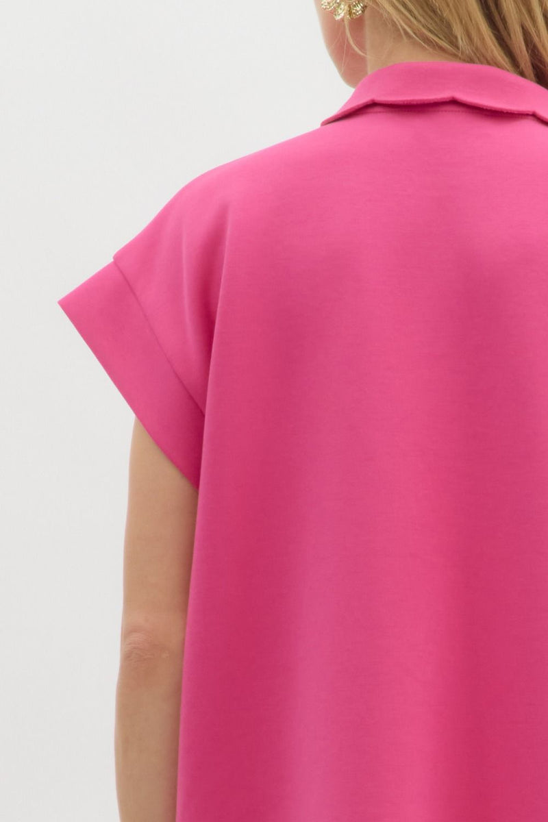 On The Go Scalloped Athletic Dress in Hot Pink
