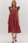 The Holly Jolly Plaid Midi Dress