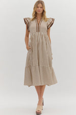 Let Me Know Midi Dress in Brown
