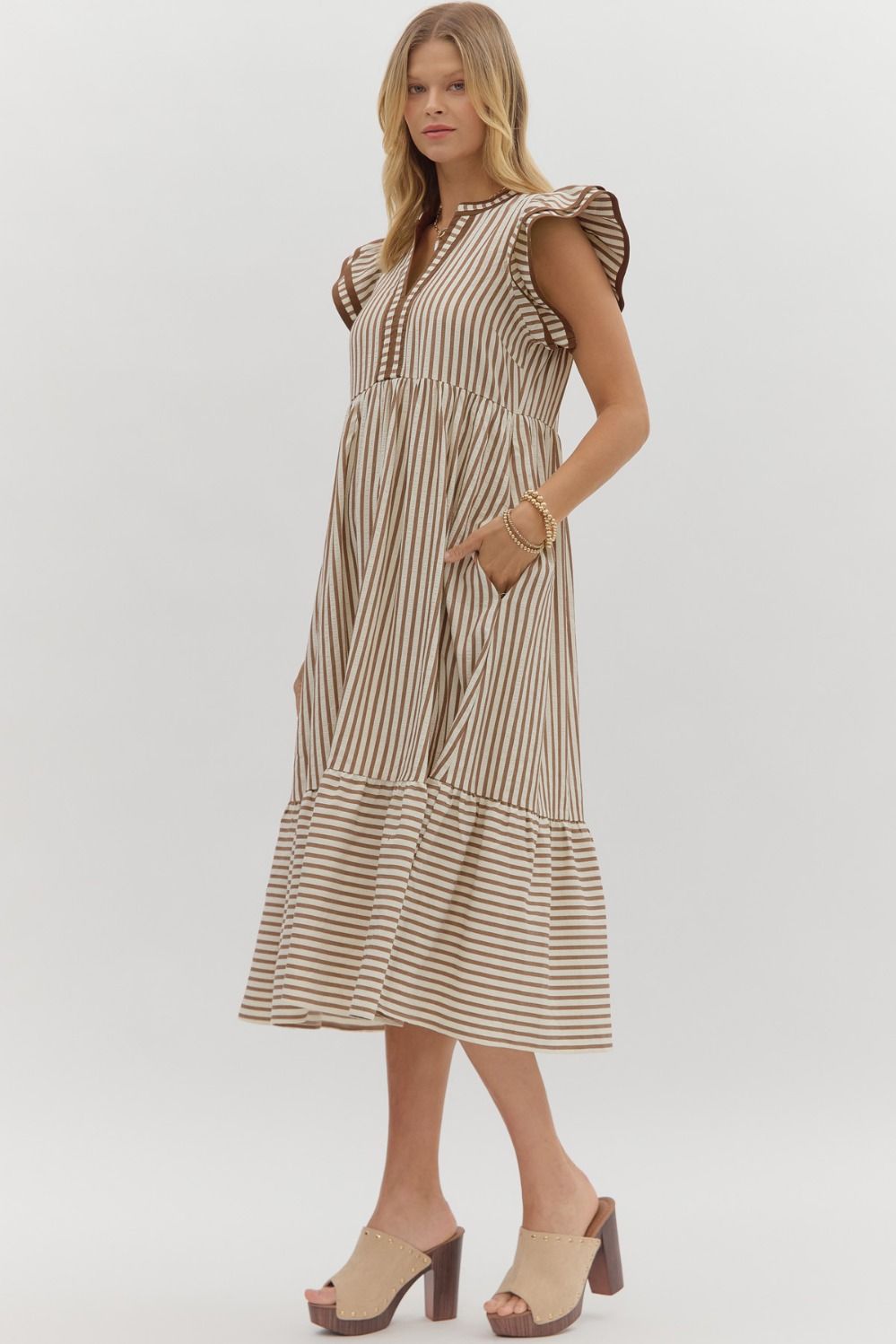 Let Me Know Midi Dress in Brown