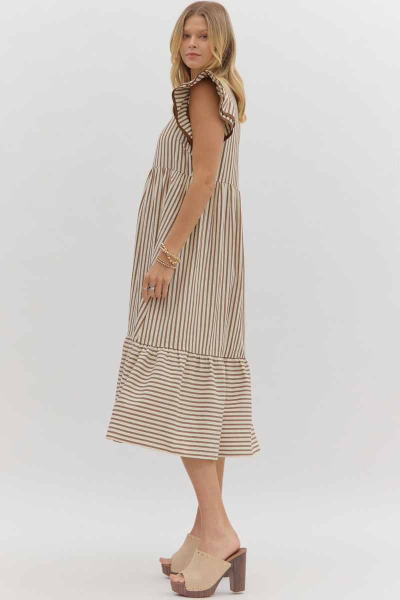 Let Me Know Midi Dress in Brown