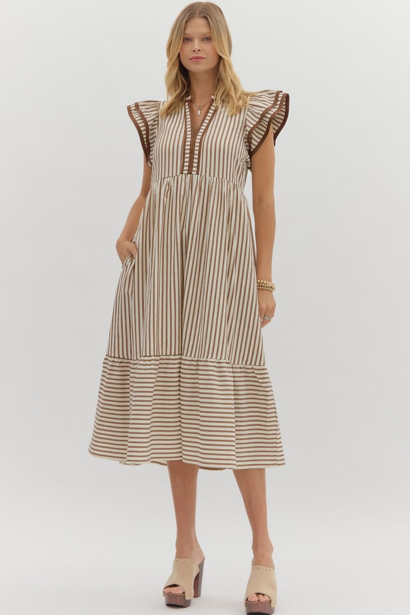 Let Me Know Midi Dress in Brown