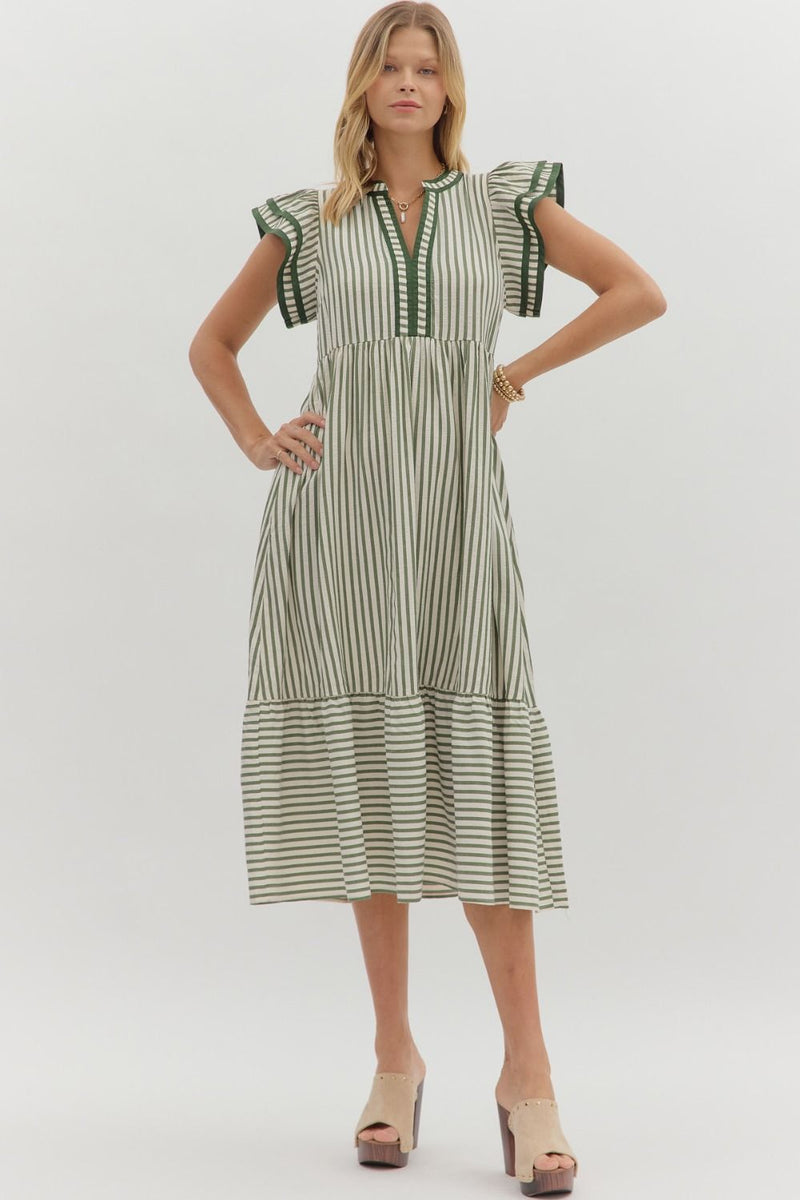 Let Me Know Midi Dress in Hunter Green