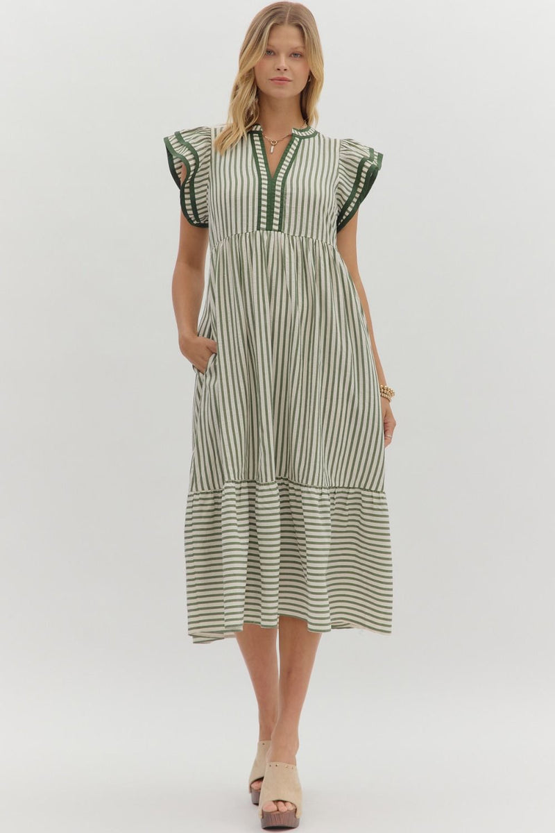 Let Me Know Midi Dress in Hunter Green