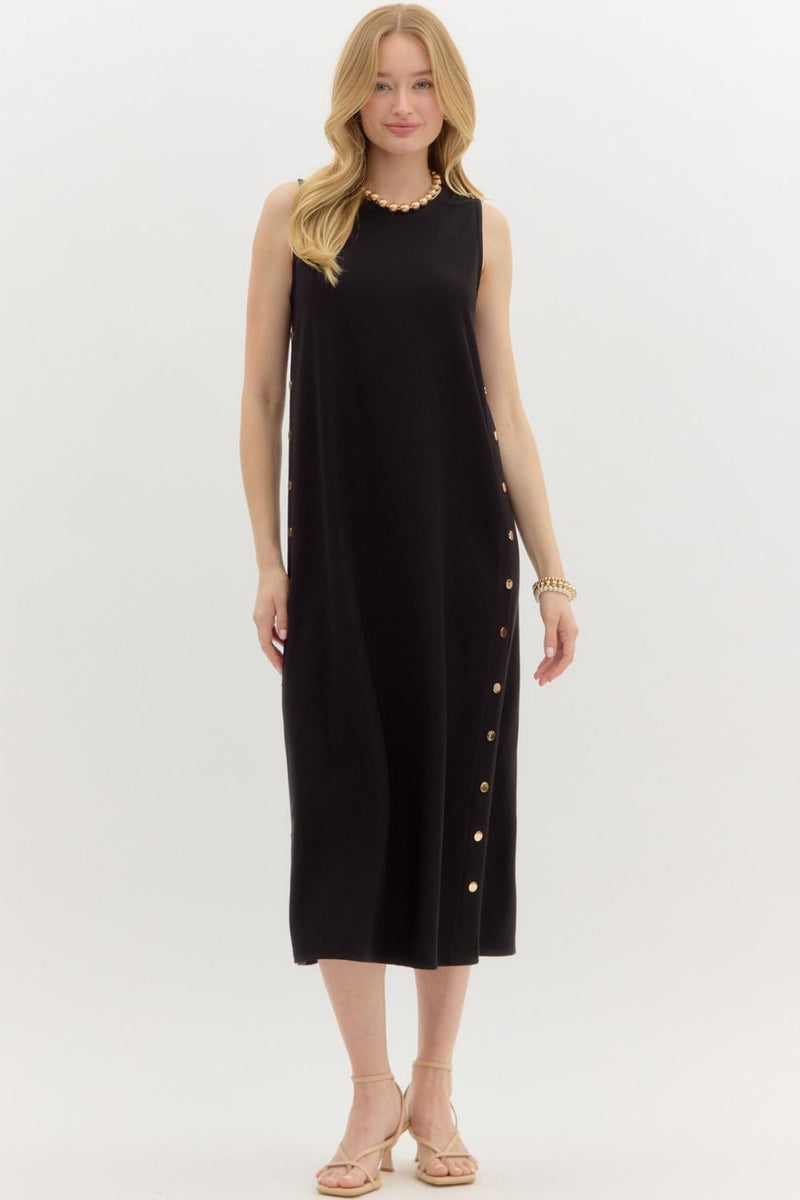 Keep It Going Midi Dress in Black