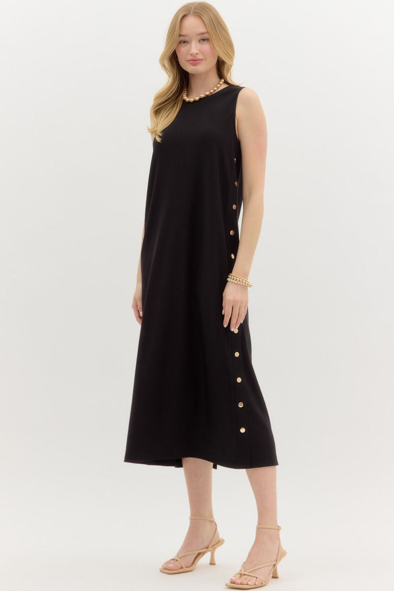 Keep It Going Midi Dress in Black