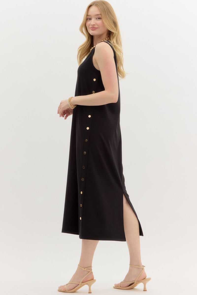 Keep It Going Midi Dress in Black