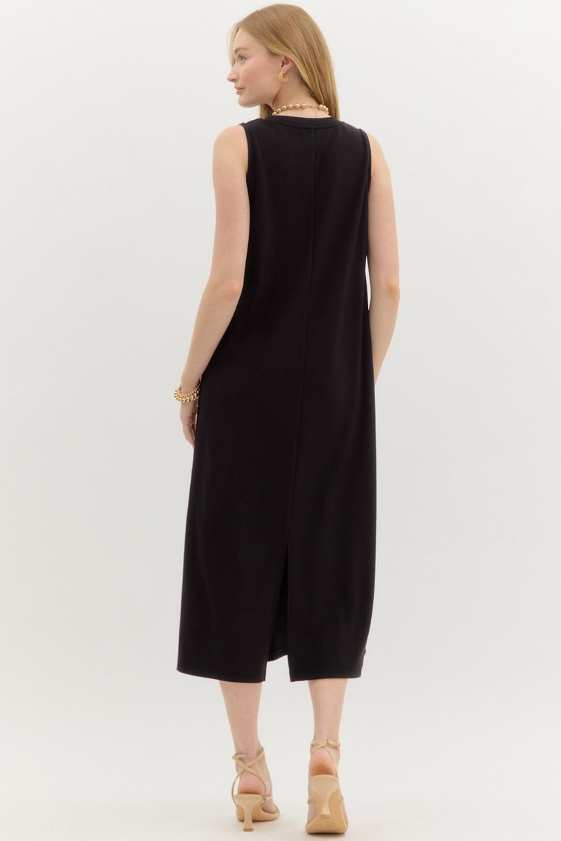 Keep It Going Midi Dress in Black