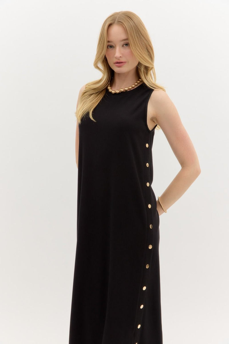 Keep It Going Midi Dress in Black