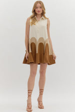 Soft Charm Colorblock Dress in Brown