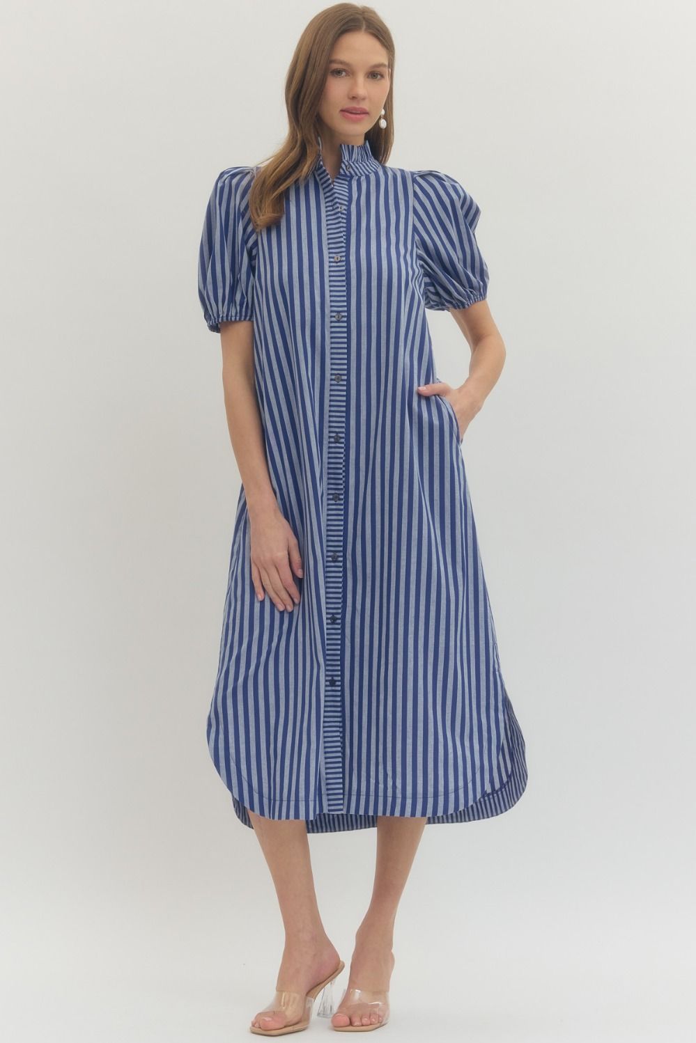 sky blue dress long Wedtrend Women Sky Blue Wedding Guest Dress A Line Spaghetti Straps  Backless Pleated Chiffon Tea-Length Bridesmaid Dress – WEDTREND main image 0