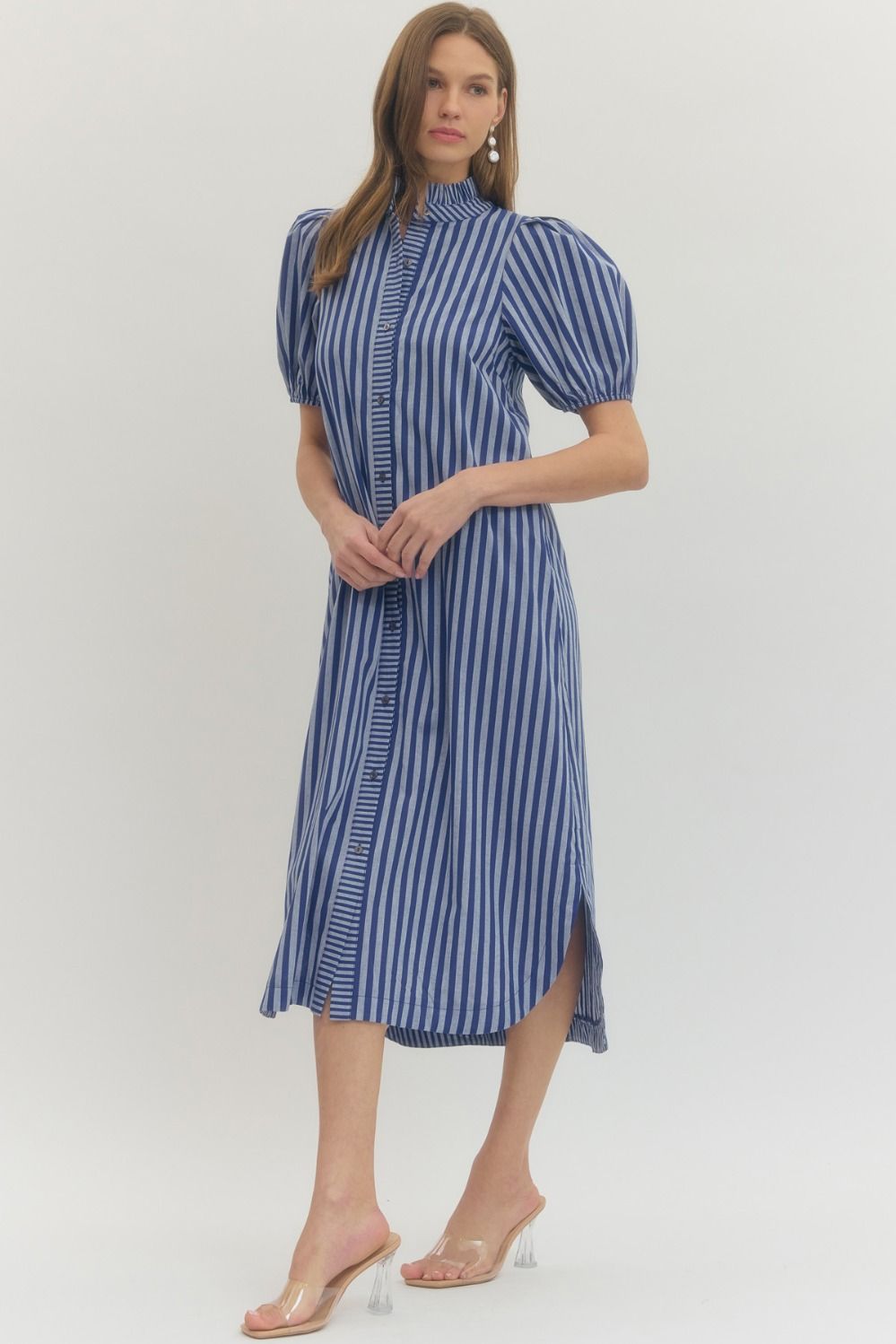 The Camille Striped Midi Dress in Navy Alpha Blush Boutique The Camille Striped Midi Dress in Navy Alpha Blush Boutique