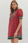 The Mistletoe Plaid Scallop Dress