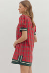 The Mistletoe Plaid Scallop Dress