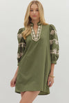 The Kate Embroidered Dress in Olive