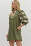 The Kate Embroidered Dress in Olive