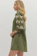 The Kate Embroidered Dress in Olive