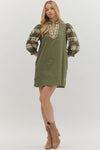 The Kate Embroidered Dress in Olive