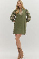 The Kate Embroidered Dress in Olive