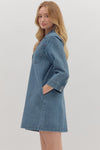 The Mila Button-Front Denim Dress in Lt Denim