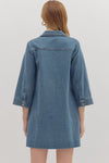 The Mila Button-Front Denim Dress in Lt Denim