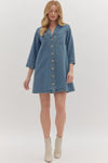 The Mila Button-Front Denim Dress in Lt Denim