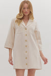 The Mila Button-Front Denim Dress in Ecru