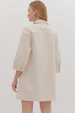 The Mila Button-Front Denim Dress in Ecru