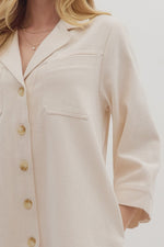 The Mila Button-Front Denim Dress in Ecru