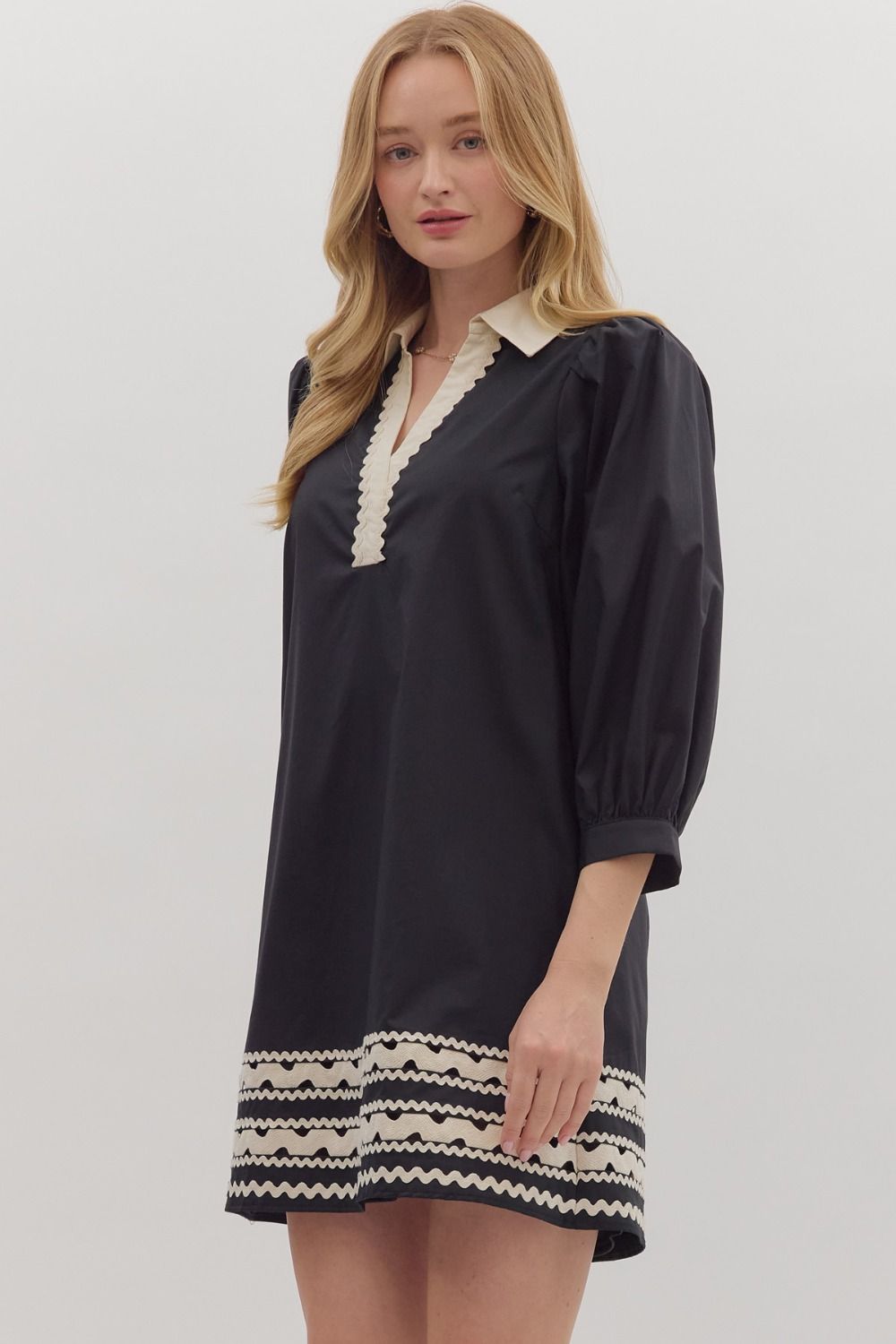 The Margot Puff Sleeve Dress in Black