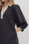 The Margot Puff Sleeve Dress in Black