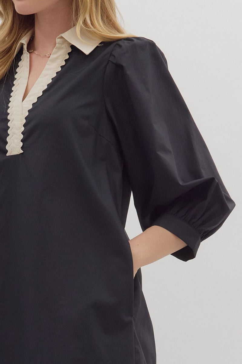 The Margot Puff Sleeve Dress in Black
