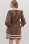 The Margot Puff Sleeve Dress in Brown