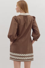 The Margot Puff Sleeve Dress in Brown
