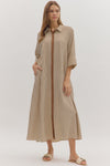 The Brooks Striped Maxi Dress in Camel