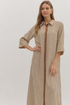 The Brooks Striped Maxi Dress in Camel