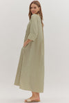 The Brooks Striped Maxi Dress in Olive