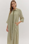 The Brooks Striped Maxi Dress in Olive