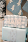 Blue Plaid Hair Travel Bag - Large