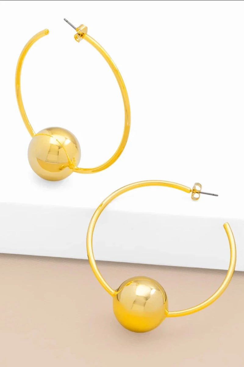 Gold Bead Hoop Earrings