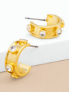 Crystal Studded Wide Huggie Earrings