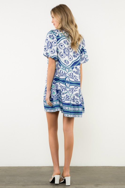 Paloma Puff Sleeve Print Dress