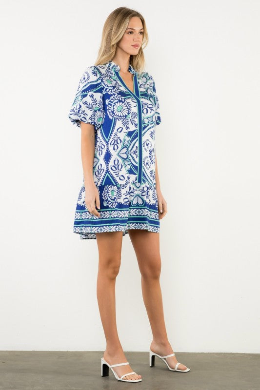 Paloma Puff Sleeve Print Dress