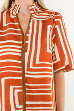 All The Best Abstract Print Puff Sleeve Top