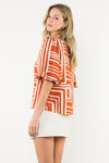All The Best Abstract Print Puff Sleeve Top