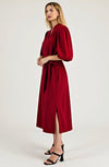 The Scarlet Satin Tie-Waist Midi Dress