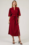 The Scarlet Satin Tie-Waist Midi Dress